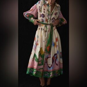 RARE NWOT! ALÉMAIS Seeker Balloon Sleeve Midi Shirt Dress